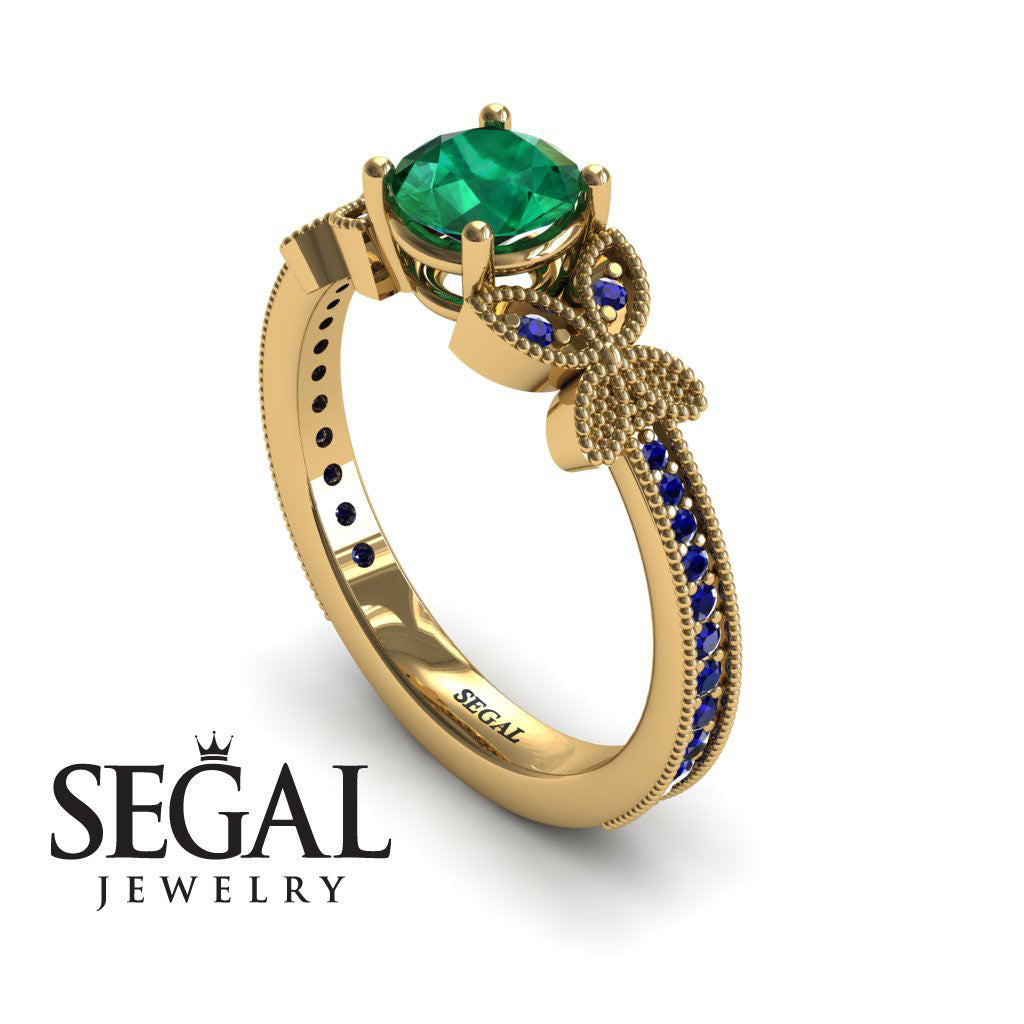 The Butterfly Stairs Green Emerald Ring- Amelia no. 7